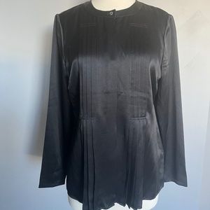 Brooks Brothers‎ 100% Silk Pleated Long Sleeve Blouse Tunic Style Round Neck 6 M
